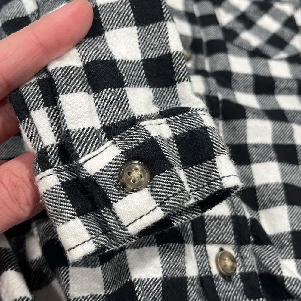 Carter's Infant Boy's Flannel Black Checkered Plaid Button Down Shirt, 9 Months